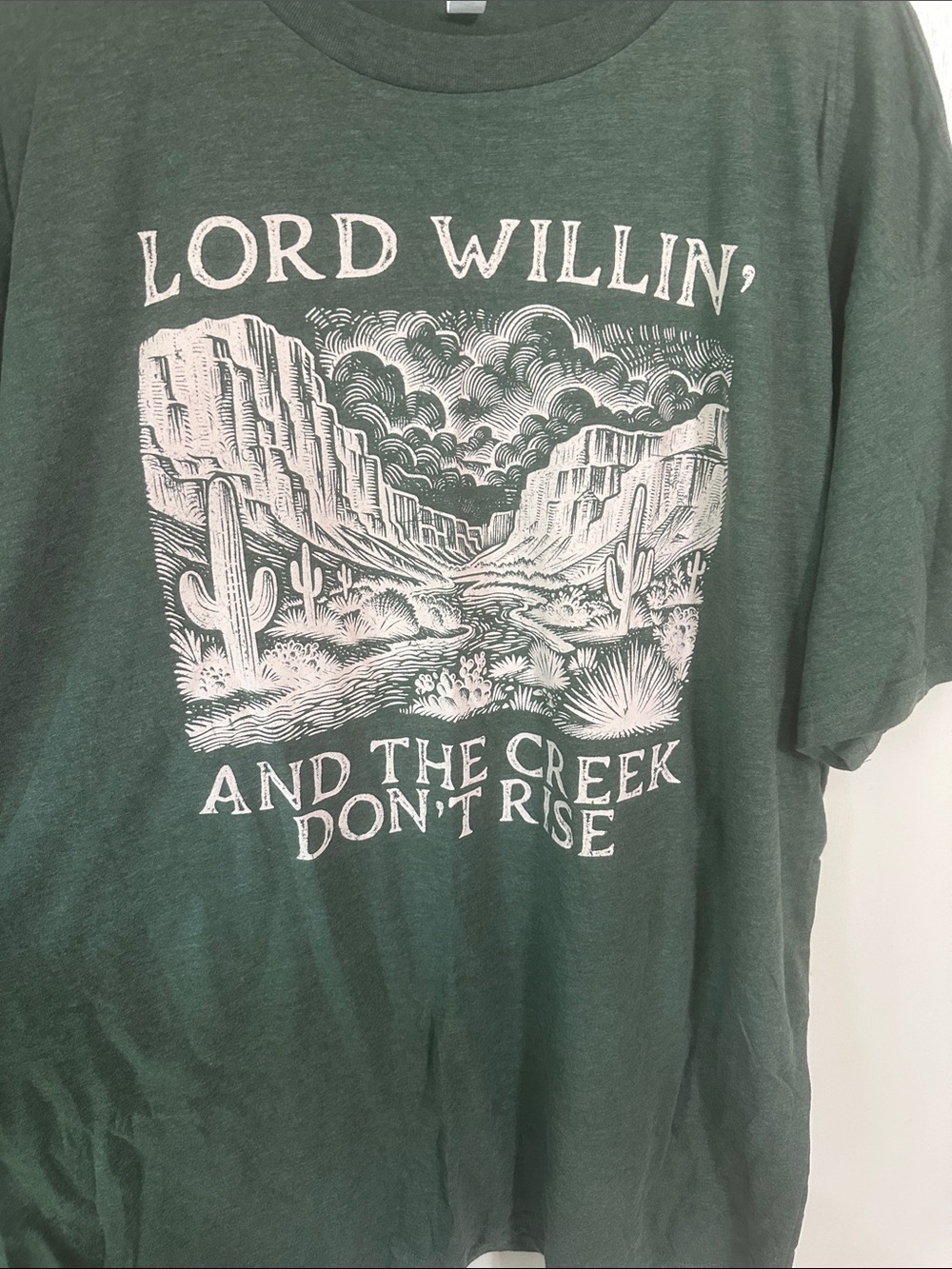 Men's Green Graphic Tee - Desert Scene